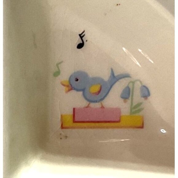 ATQ CHILDS PLATE CIRCA 1920s WARMING DISH NURSERY RHYME PORCELAIN DIVIDED - Picture 4 of 5